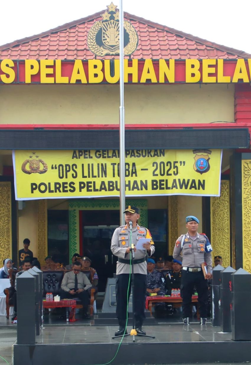 Polres  Belawan Apel Gelar Pasukan Operasi Lilin Toba 2025