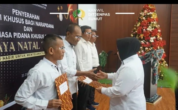 3.088 Narapidana dan 17 anak Binaan Wilayah Sumut Terima Remisi Khusus Natal, 44 Langsung Bebas