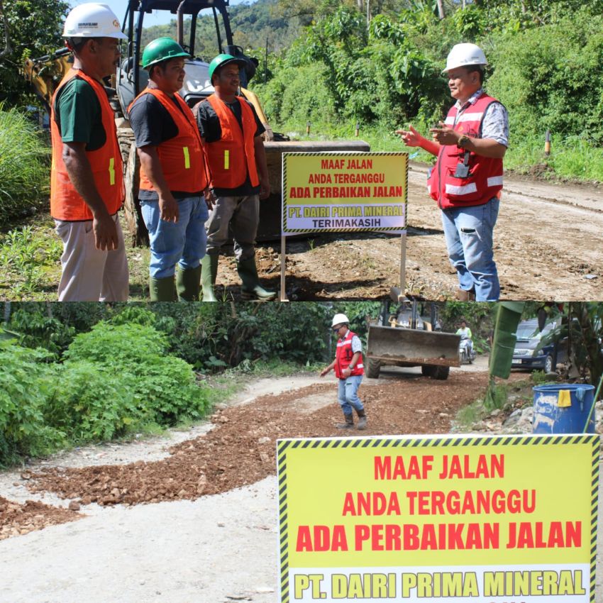 Masyarakat dan Perangkat Desa Apresiasi Perbaikan Jalan oleh PT Dairi Prima Mineral