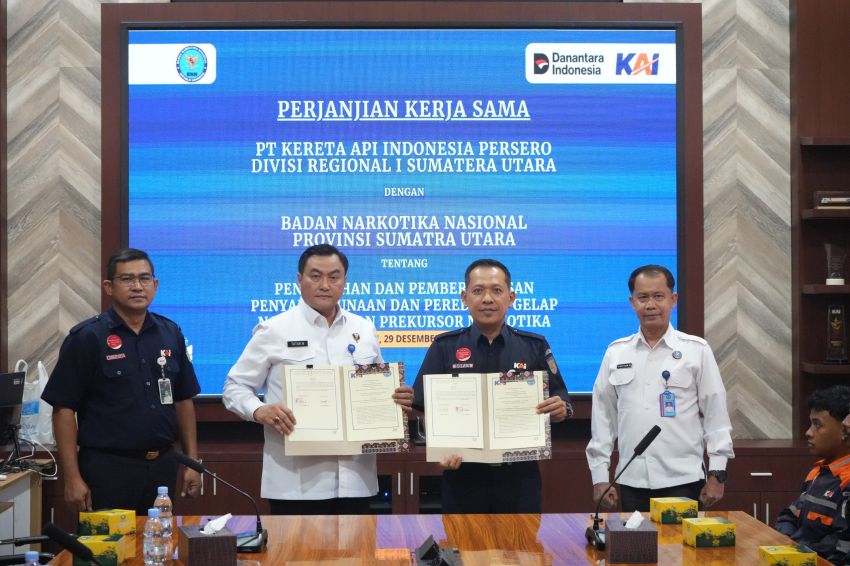 Perkuat Keselamatan Perjalanan, KAI Divre I Sumut Gandeng BNNP Berantas Narkoba