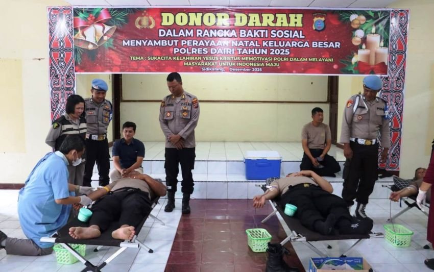 Menyambut Natal, Polres Dairi Berbagi Dengan Donor Darah