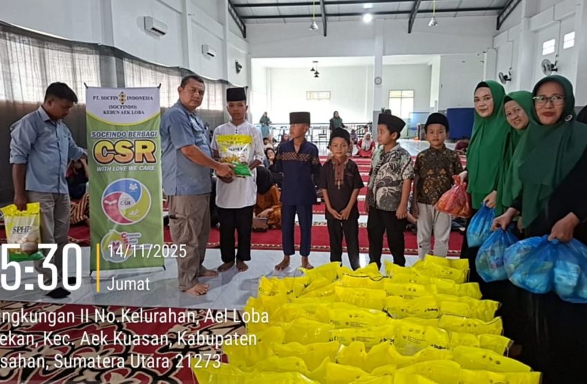 PT Socfindo Aek Loba Kolaborasi dengan Yayasan Ummul Yatama Bantu Yatim dan Fakir Miskin