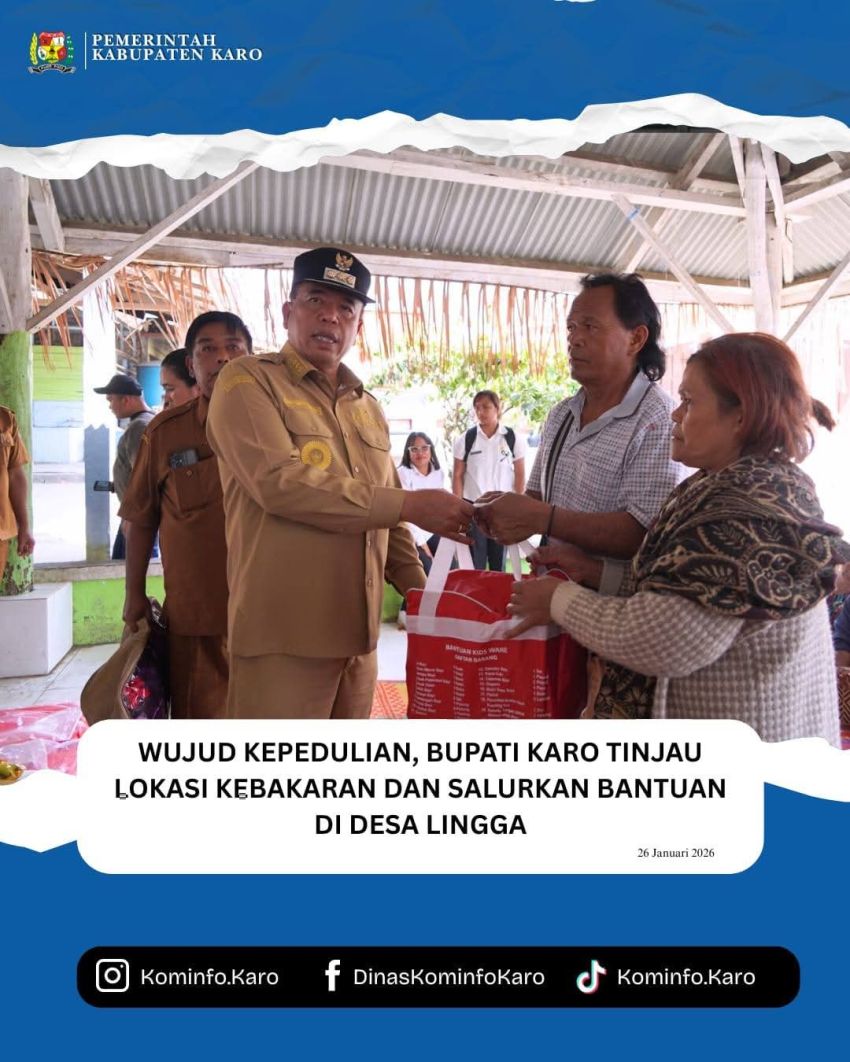 Bupati Karo Tinjau Korban Kebakaran di Desa Lingga