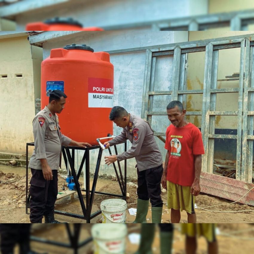 Brimob Bangun Sumur Bor dan Salurkan Air Bersih di Tapanuli Tengah