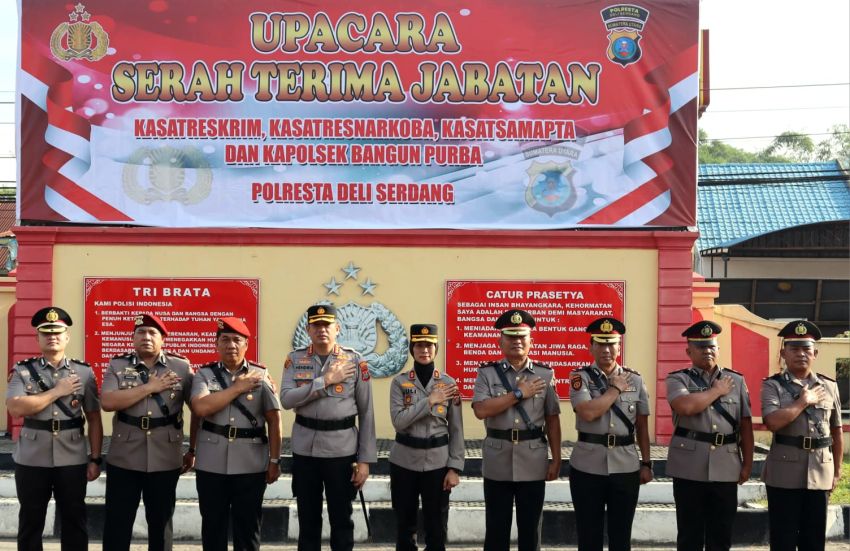 3 Kasat dan Kapolsek Bangunpurba Polresta Deliserdang Sertijab