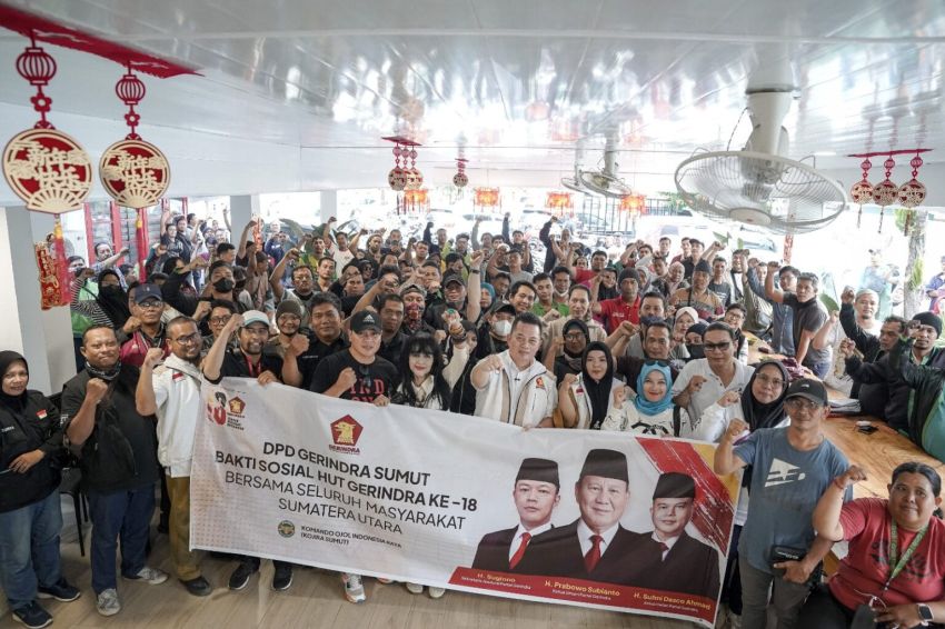 Sambut HUT Partai Gerindra, Ketua Kojira Sumut Rudi Zulham Hasibuan Distribusi Bantuan untuk Ojol