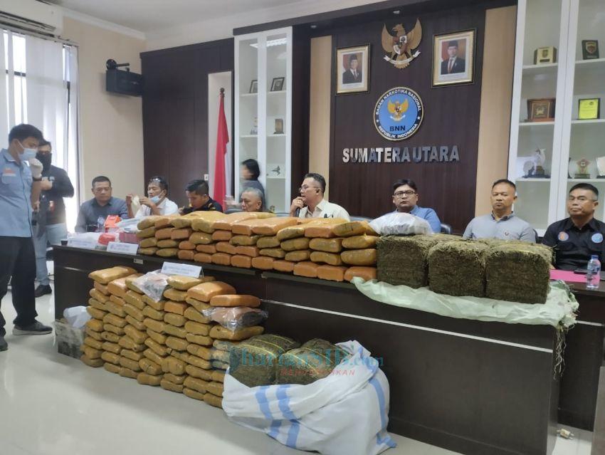 BNNP Sumut Bongkar Jaringan Narkoba Antarprovinsi, 210 Kg Ganja dan 4 Kg Sabu Disita
