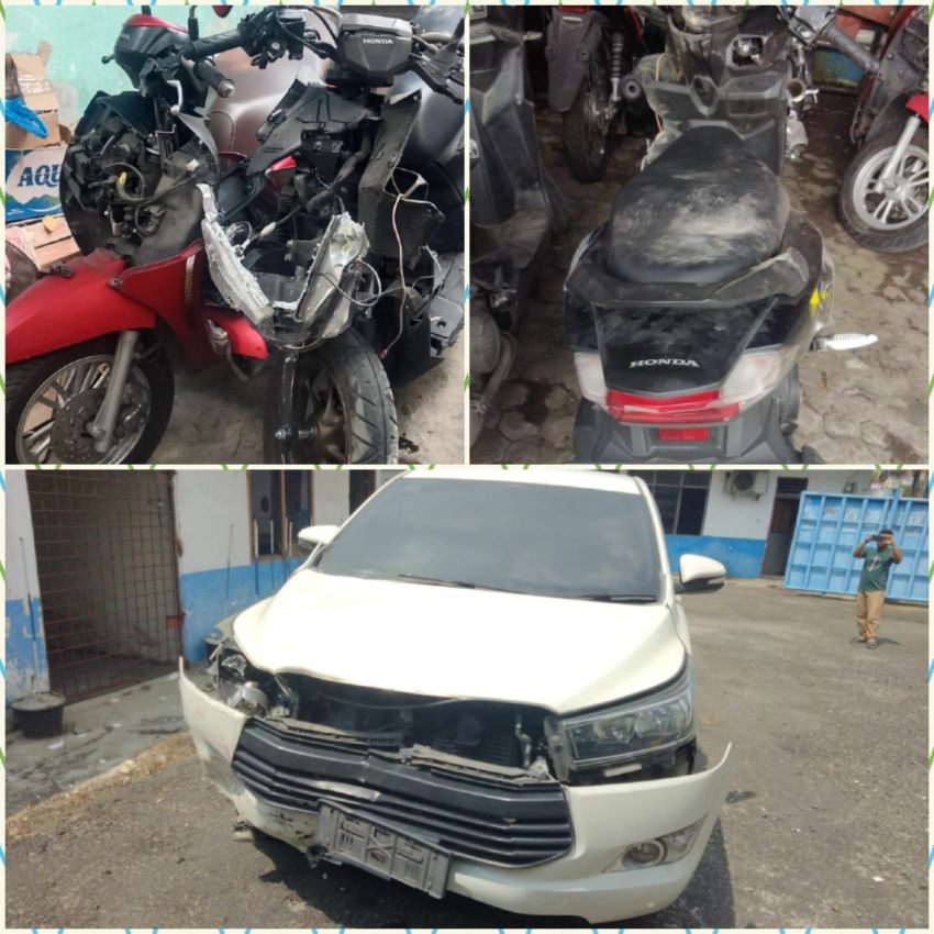 Mobil Innova Tabrak Tiga Sepeda Motor di Medan Tembung, 5 Orang Luka-luka
