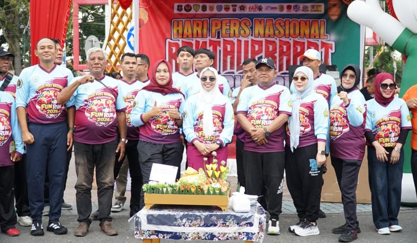 Polres Labuhanbatu Sukseskan Senam Sehat dan Fun Run HPN 2026 di Rantauprapat