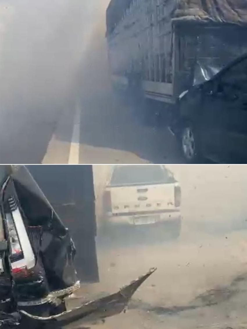 Diselimuti Asap Tebal, Truk dan Mobil Bertabrakan di Jalan Tol Binjai&ndash;Stabat