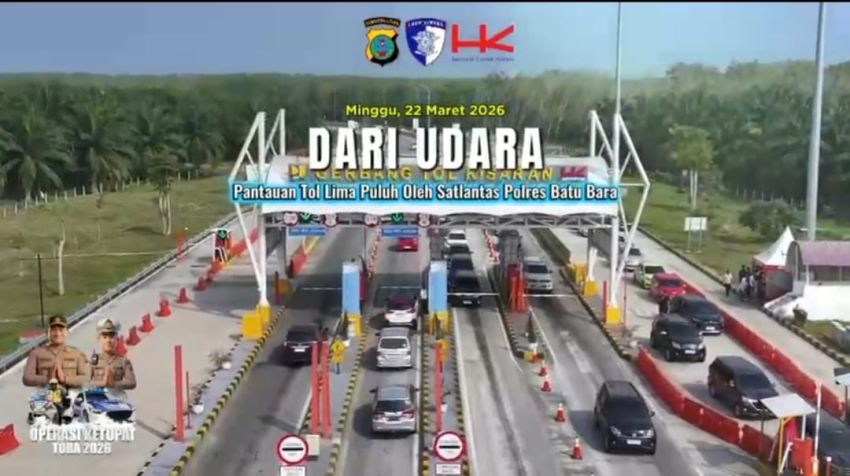 Satlantas Polres Batubara Turunkan Drone Pantau Arus Mudik di Tol Lima Puluh