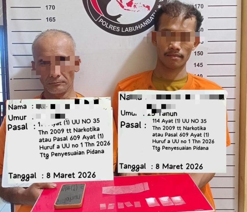 Satresnarkoba Polres Labuhanbatu Tangkap 2 Pengedar Sabu di Bilah Barat, Satu Warga Riau