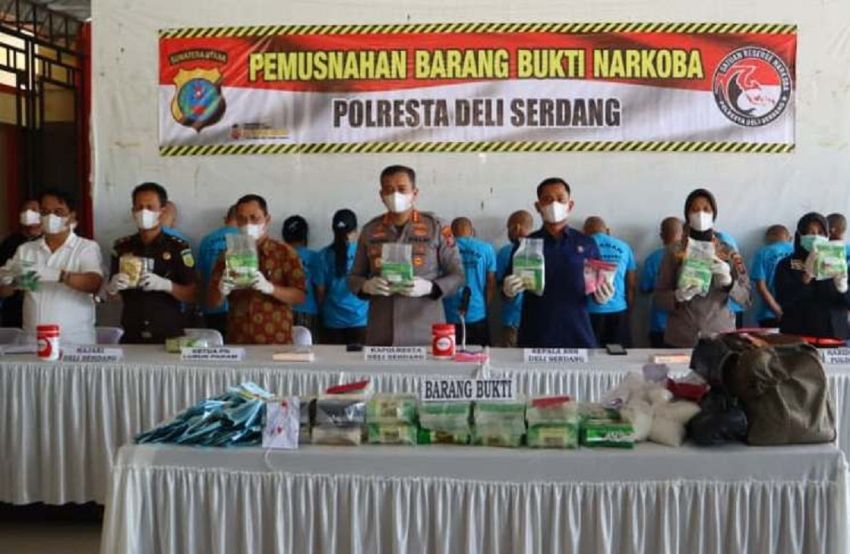Polresta Deliserdang Musnahkan 34 Kg Sabu, Ganja dan Ekstasi
