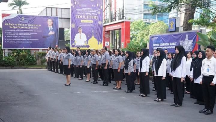 Apel Pagi Pasca Libur Lebaran, Kakanwil Kemenkum Sumut Pertegas Disiplin