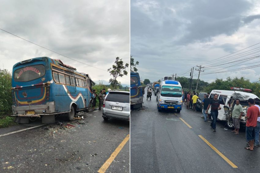 Tabrakan Beruntun Libatkan Mobil Ambulance Terjadi Di Laguboti