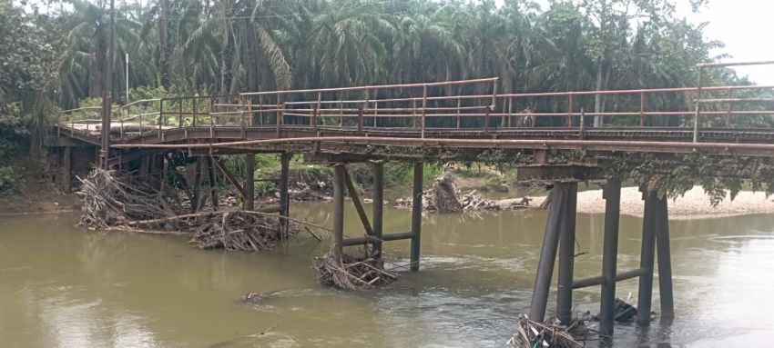 Jembatan Kanoko Kian Memprihatinkan, Ditopang Batang Kelapa, Aktivitas Warga Terganggu