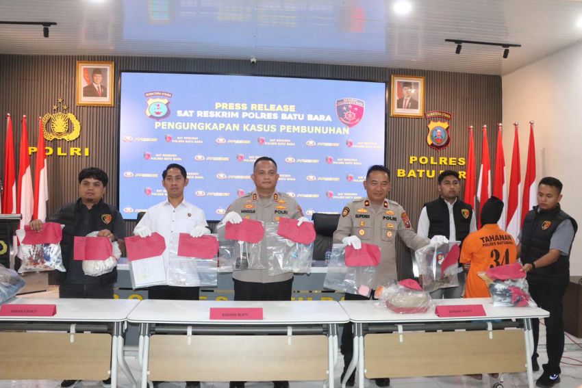 Kapolres Batubara Gelar Press Rilis Kasus Pembunuhan Di Hotel Sorake