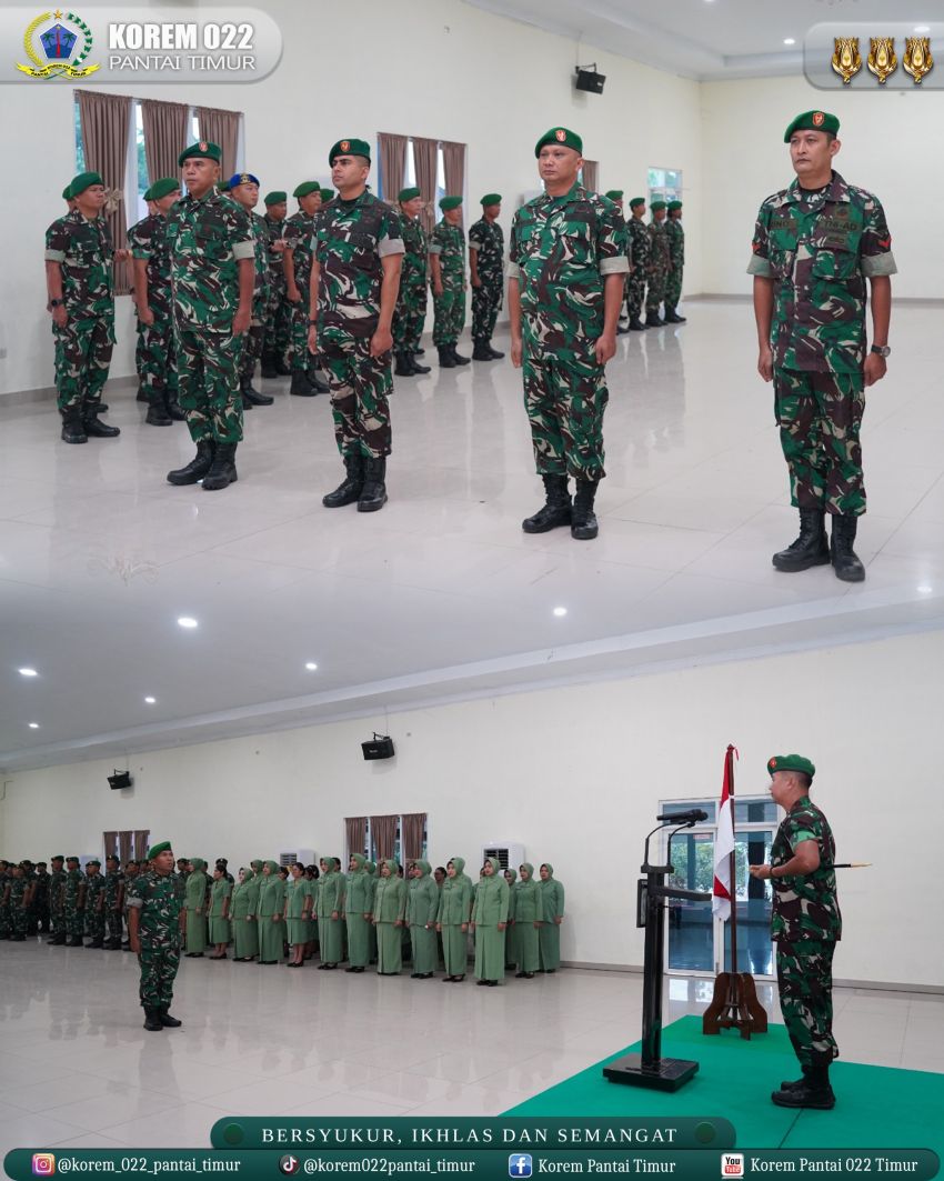 Danrem 022/PT Pimpin Kenaikan Pangkat, Tekankan Profesionalisme Prajurit