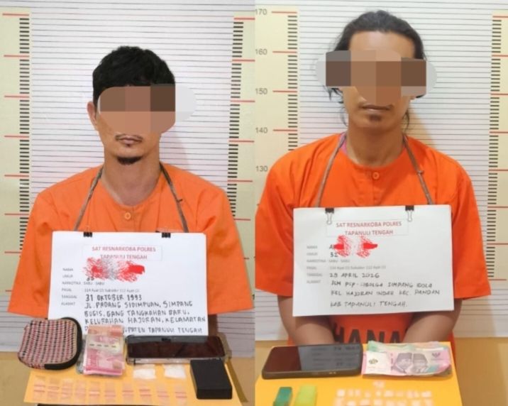 Dua Terduga Pengedar Sabu Diciduk Satresnarkoba Tapteng, Satu DPO