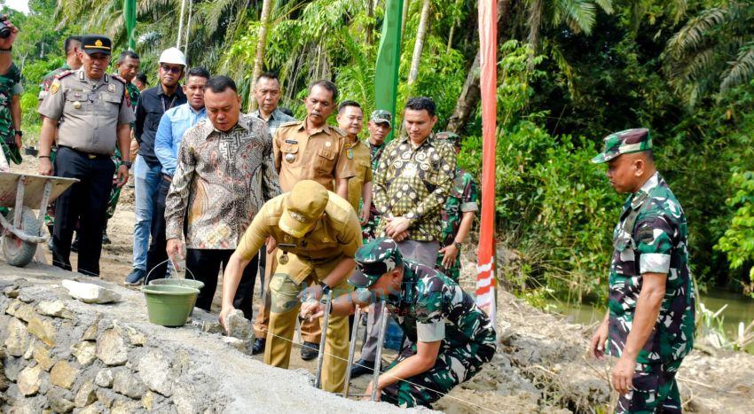 Kodam 1 Bukit Barisan Bangun Jembatan Armco di Korajim Sergai