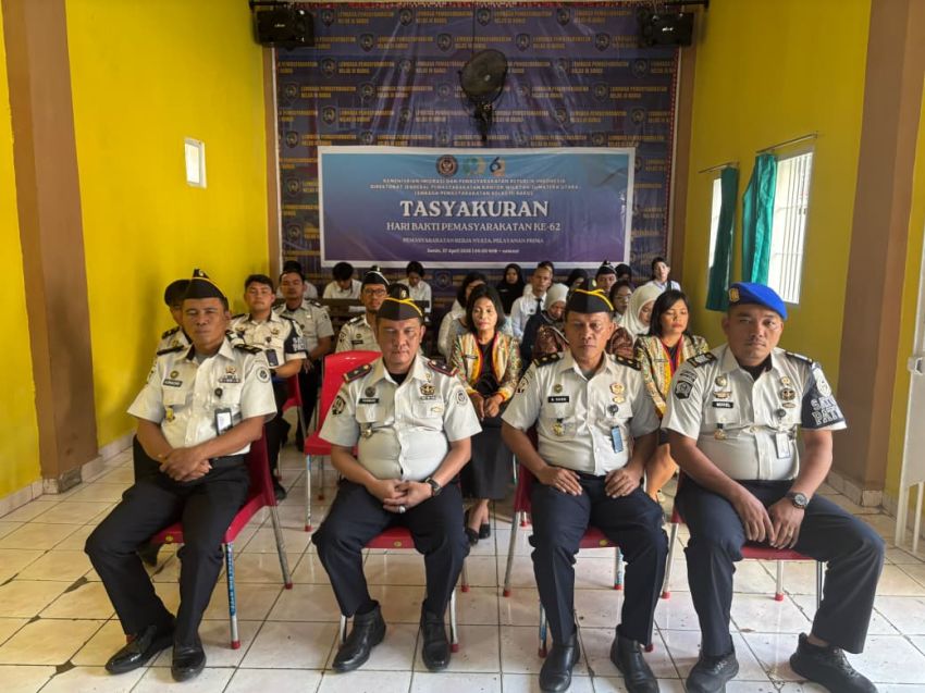 Jajaran Lapas Barus Ikuti Tasyakuran HBP ke-62 Secara Virtual