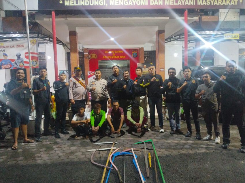 Tim Reaksi Cepat Kota Medan Amankan 4 Pelaku Tawuran Antar Geng Motor