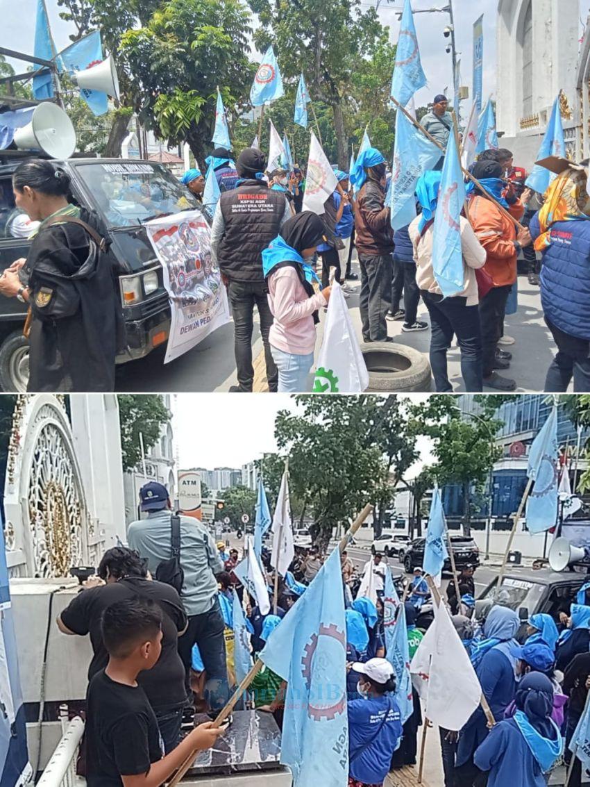 Buruh Gelar Aksi Damai di Kantor Gubernur Sumut, Desak Penyelesaian Upah dan Kewajiban BPJS