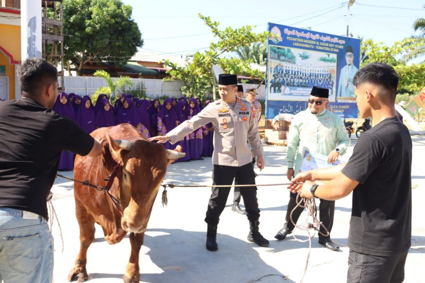 Kapolda Sumut Salurkan Hewan Kurban ke Ponpes Al Azhar dan MUI Labuhanbatu