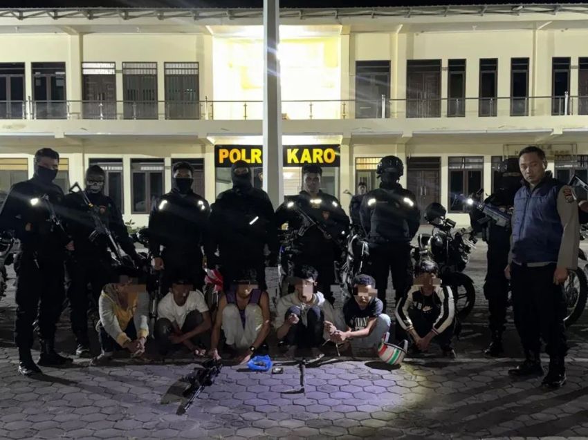 Tim Lingkaber Polres Karo Gagalkan Tawuran Antar Desa, Amankan Pemuda Bersenjata Tajam