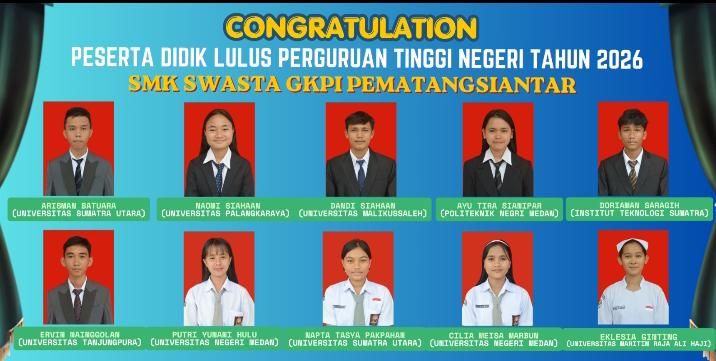 10 Siswa SMK Swasta GKPI 1 Pematangsiantar Lulus SNBT