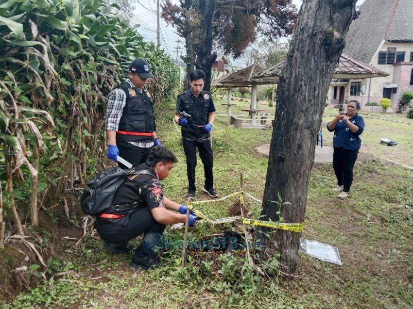 Penyidik Jatanras, Tim Labfor dan Tim Inafis Poldasu Lakukan Olah TKP Perusakan Taman Hotel GM Panggabean