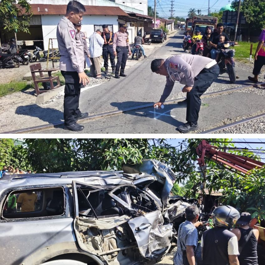 Kereta Api Barang Tabrak Pajero di Tebingtinggi, Sopir Tewas