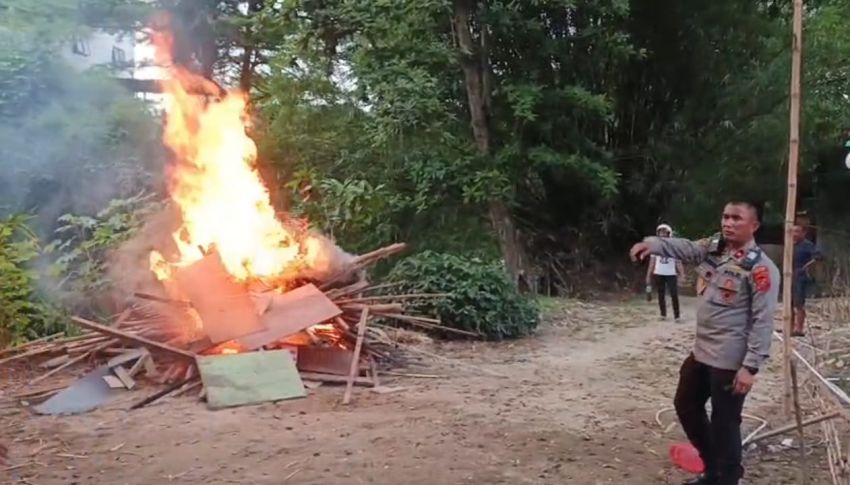 GSN di Polonia, Polsek Medan Baru Ringkus Pengedar dan Bakar Barak Narkoba
