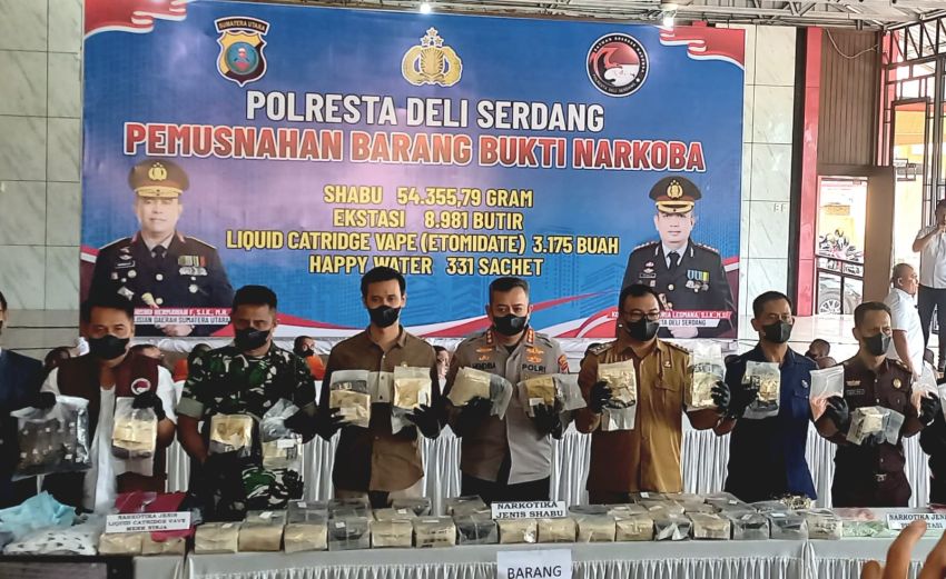 Polresta Deliserdang Musnahkan 54 Kg Lebih Sabu Bersama Ribuan Narkotika Lainnya