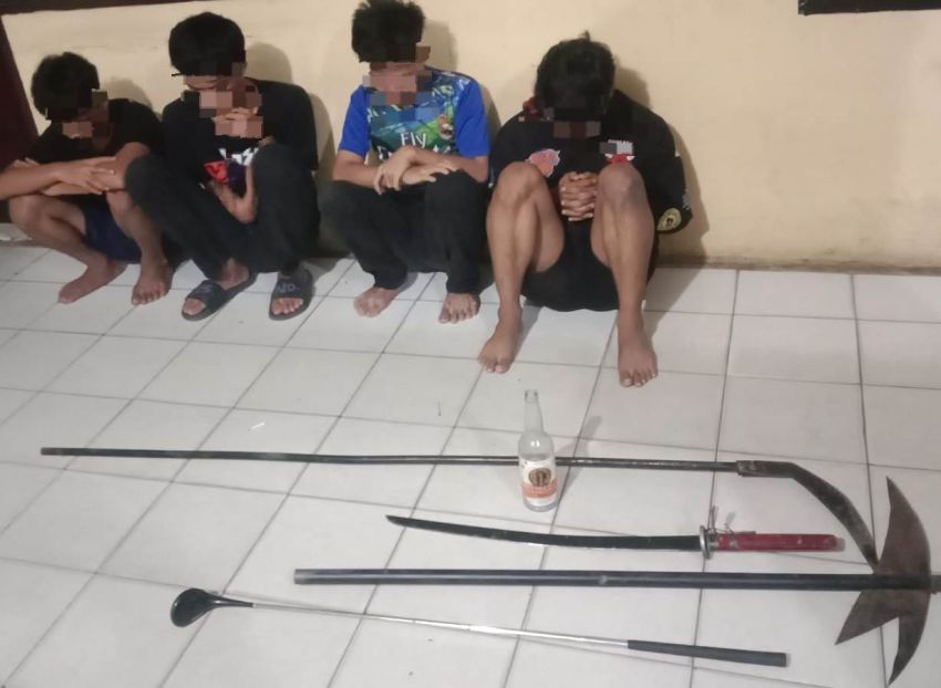 Polresta Deliserdang Amankan 4 Remaja Bawa Sajam Hendak Tawuran di Tanjungmorawa