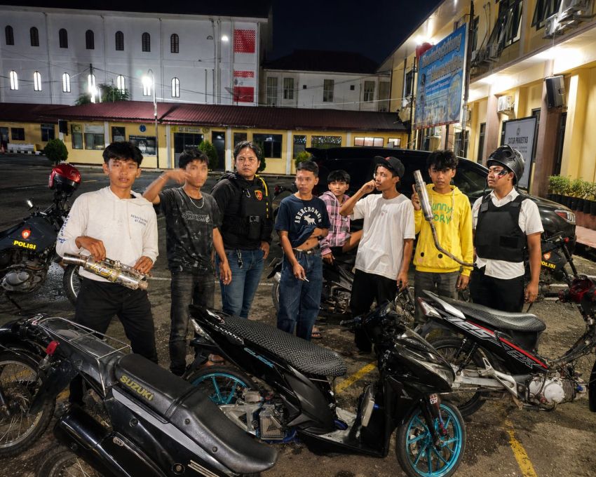Polres Pematangsiantar Sikat Knalpot Brong Saat Patroli Malam Minggu