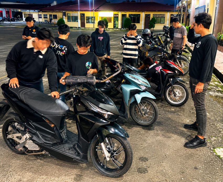 Patroli Tengah Malam, Timsus Dayok Mirah Polres Pematangsiantar Amankan 5 Motor Berknalpot Brong