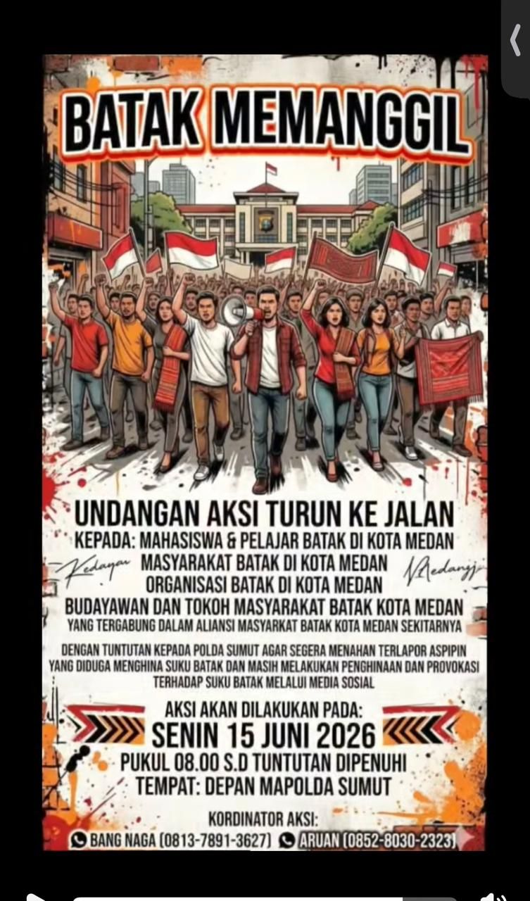 Aliansi Masyarakat Batak Akan Gelar Aksi di Polda Sumut, Desak Penahanan AS Penghina Suku Batak