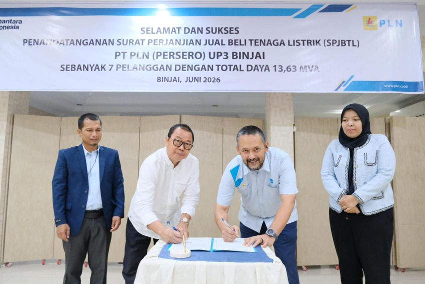 PLN UP3 Binjai Teken SPJBTL dengan Tujuh Pelanggan