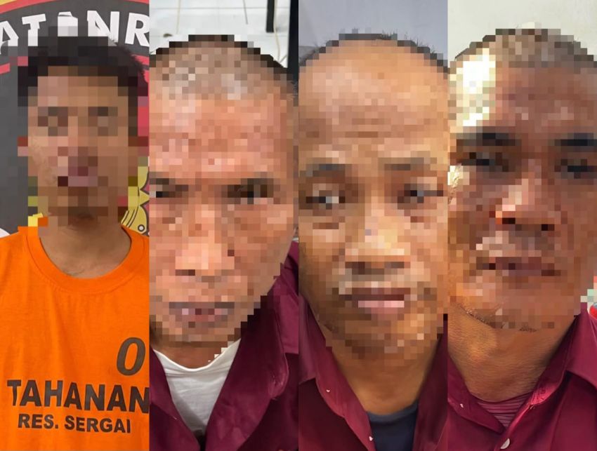 Polres Sergai Ringkus 4 Pria Sindikat Spesialis Pencuri Mobil Pikap