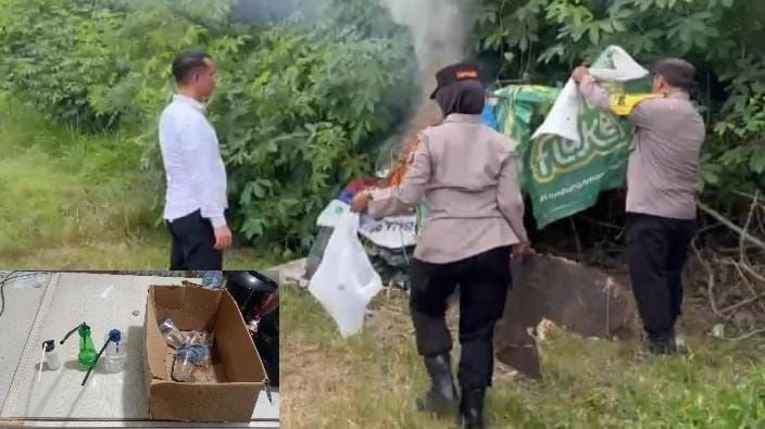 Polsek Binjai Bakar Barak Narkoba di Hamparan Perak, Tiga Bong Disita
