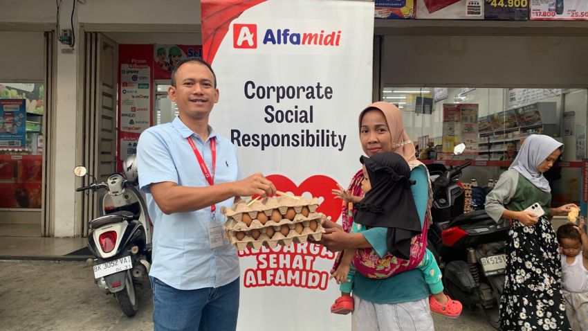 Alfamidi Dukung Pencegahan Stunting, Salurkan 3.600 Butir Telur di Asahan