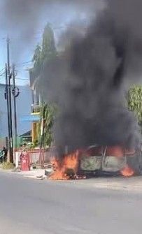 Xenia Terbakar Usai Isi BBM di SPBU Hamparan Perak, Dua Orang Luka Bakar