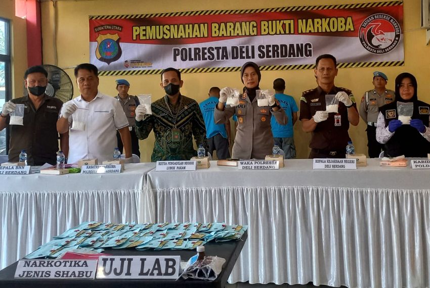 Polresta Deliserdang Musnahkan 1.266,04 Gram Sabu