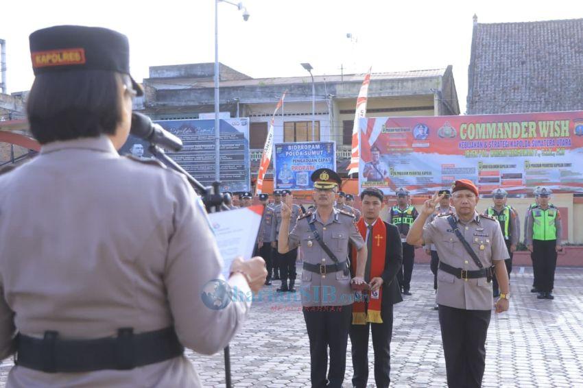 Dua Pejabat Utama Baru Polres Samosir Dilantik, Kapolres Tegaskan Tak Ada Toleransi bagi Personel Terlibat Narkoba