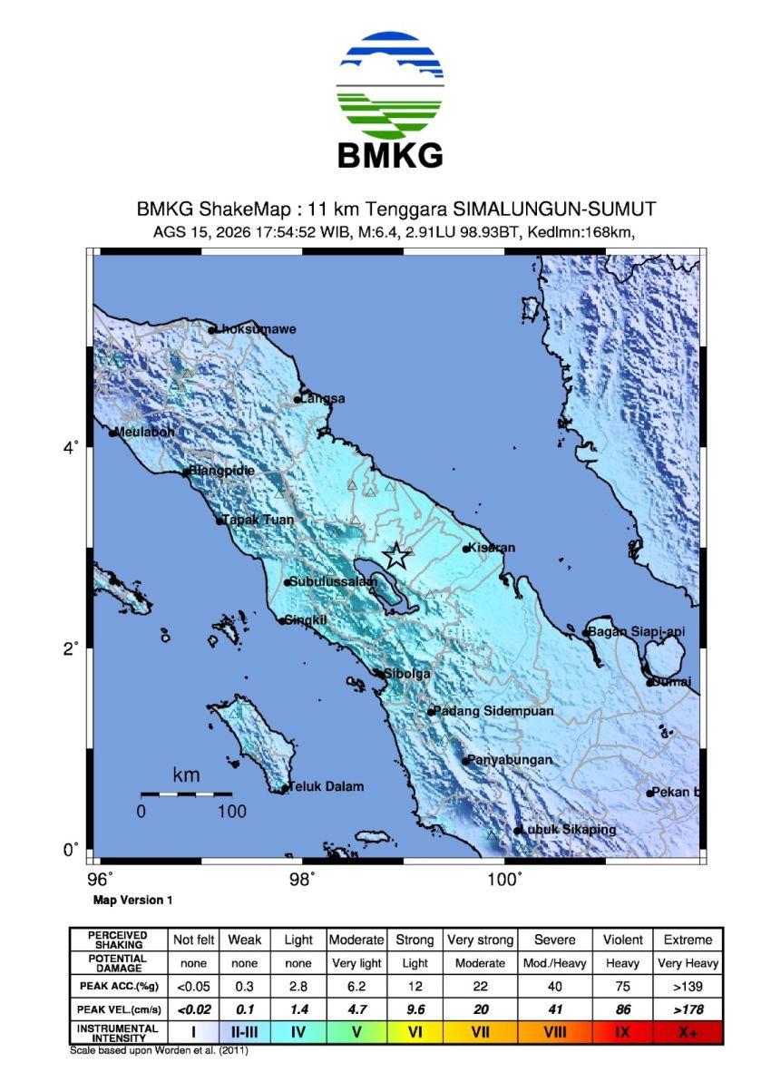 Gempa M6,4 Guncang Simalungun, Getaran Dirasakan di Sejumlah Wilayah Sumut