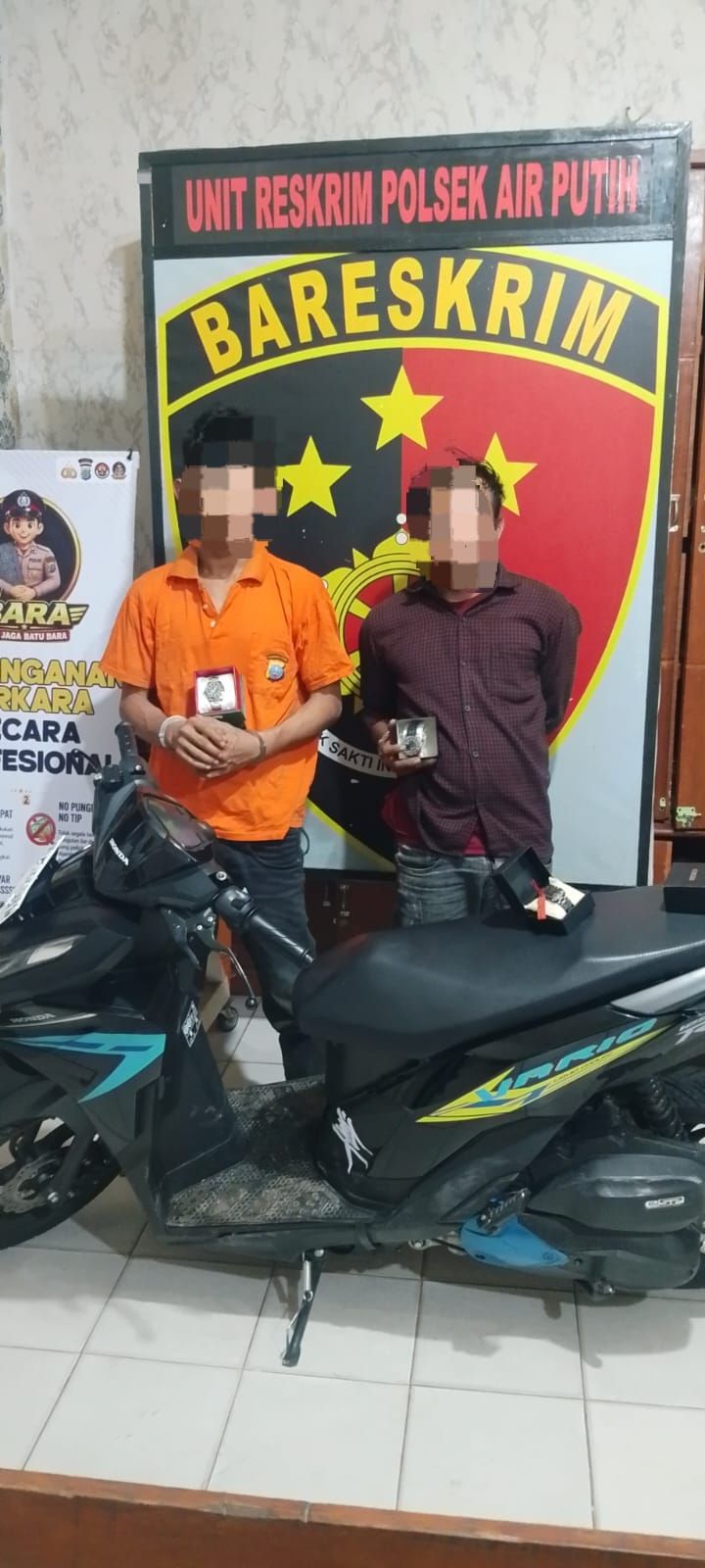 Polisi Tangkap Dua Terduga Pencuri Vario dan Jam Tangan di Sei Suka
