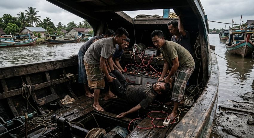 Diduga Tersengat Listrik Saat Cek Baterai Kapal, Nelayan di Sergai Meninggal Dunia