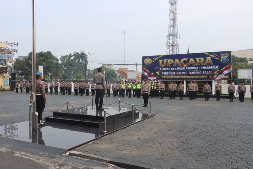 Polres Tanjungbalai Gelar Upacara Kenaikan Pangkat Pengabdian Personil