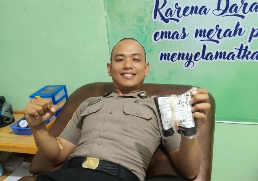 Siswa Inspektur Polisi Angkatan 56 Johannes Pranata Pasaribu Donorkan Darah